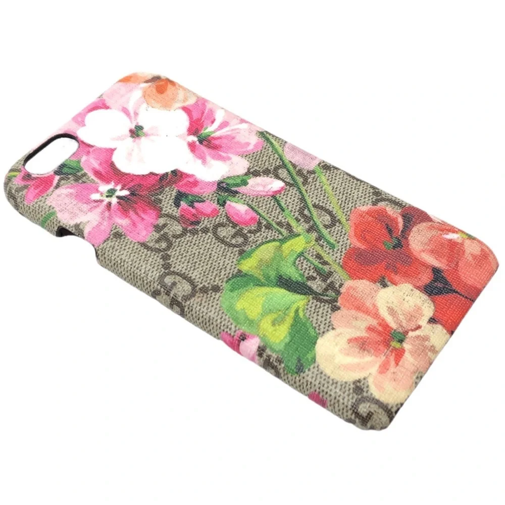 GUCCI Beige Pink Red Floral GG Monogram Logo Apple IPhone6 Phone Case NEW
